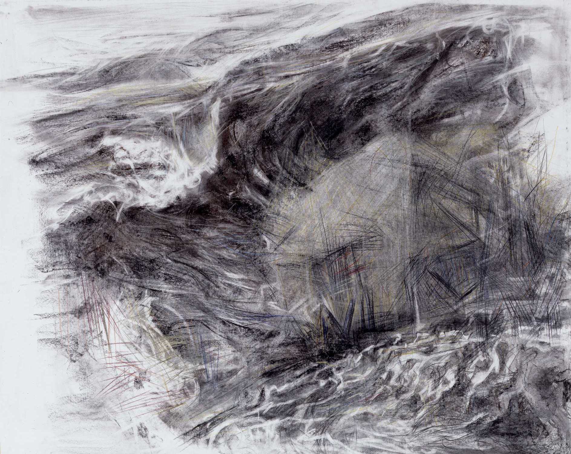 Helgoland - seascape 1987, 100/120 cm, chalk, coloured pencils / paper (Bütten)