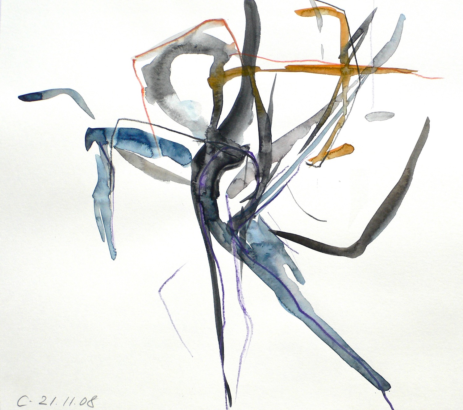 Répétition 21.11.2008, 40/40 cm, Aquarelle, Paper